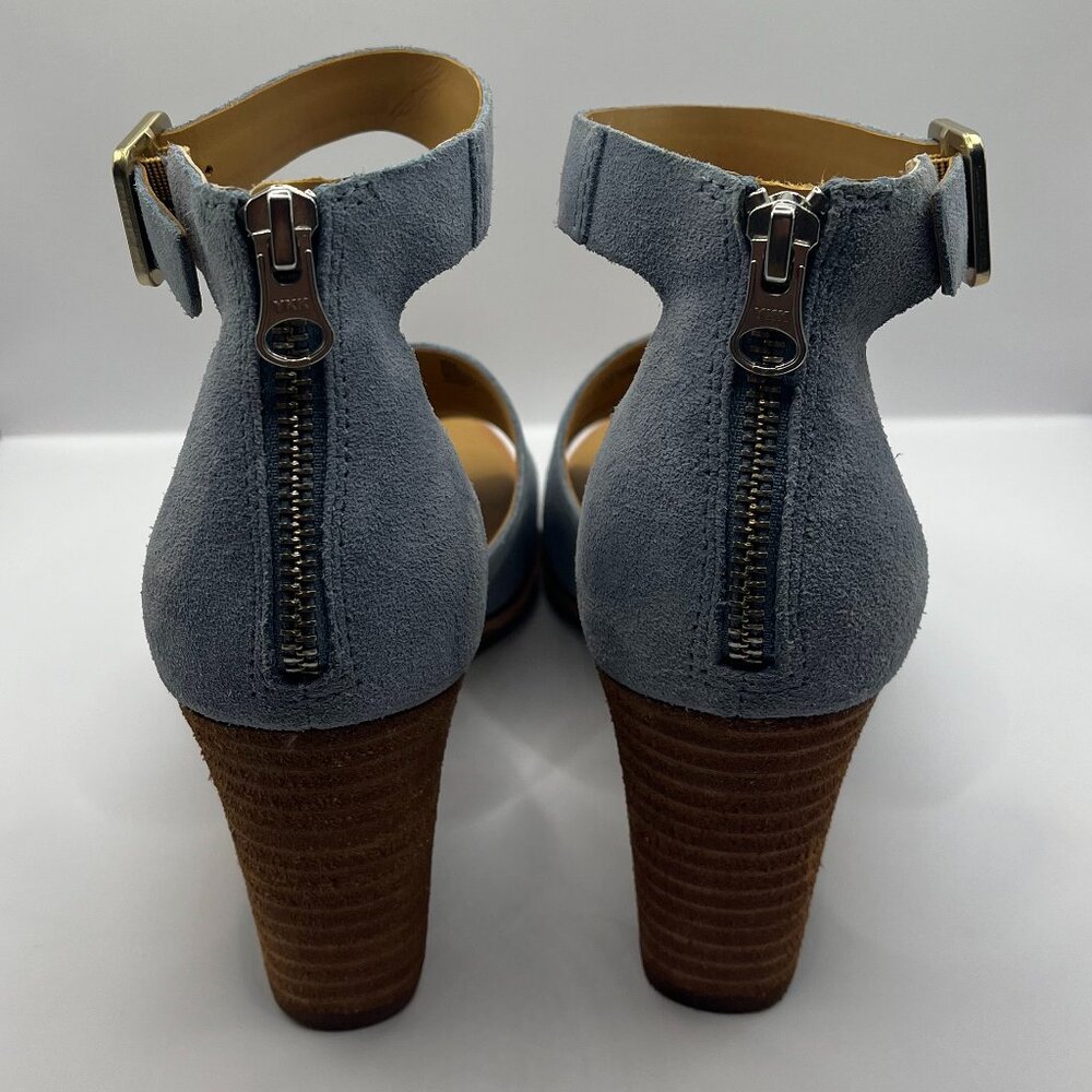 Kork-Ease Blue/Gray Suede Ankle Strap Heels - Picture 4 of 6